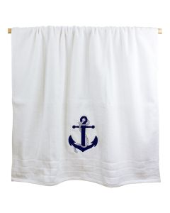 Serviette de bain - blanche avec ancre