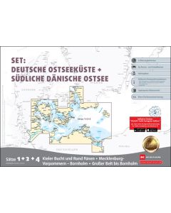Sportbootkarten Satz 1, 2 und 4 Set: Deutsche Ostseeküste und Südliche Dänische Ostsee