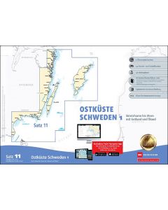 Sportbootkarten Satz 11: Ostküste Schweden 1 (Ausgabe 2021/2022)