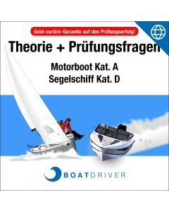 Online | BoatDriver - Theorie + Prüfungsfragen Motorboot Kat. A / Segelschiff Kat. D (dfie)