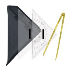 Kit de navigation 2 (triangle de cap et d'amarrage avec compas de marine droit)