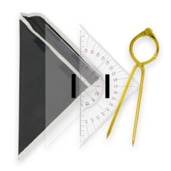 Navigations-Set 1 (Kurs- und Anlegedreieck mit Einhand-Marinezirkel)